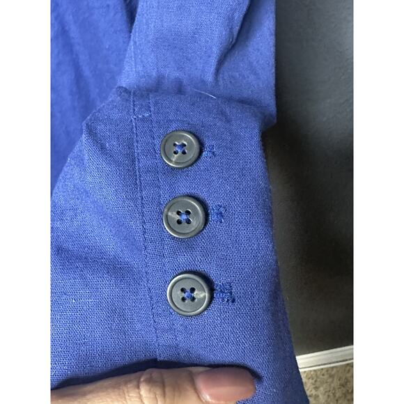 Free People Women's Marni Blue Linen -Blend Oversized Suit Blazer Sz Large NWOT - Picture 5 of 9